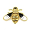 Real 18K Gold Plated Brass Micro Pave Cubic Zirconia Pendants, with Enamel, Cadmium Free & Nickel Free & Lead Free, Bees, Clear, 21x29.5x8mm, Hole: 4x2.5mm
