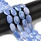Natural Dyed Malaysia Jade Beads Strands, Flat Oval Shape, Cornflower Blue, 18~18.5x12~13x4.5~5mm, Hole: 1mm, about 22pcs/strand, 15.75''(40cm)
