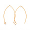 304 Stainless Steel Earring Hooks, Ear Wire, with Horizontal Loop, Golden, 39~40x24x0.9mm, Hole: 2mm, Pin: 0.9mm