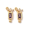 Brass Micro Pave Cubic Zirconia Pendants, Cocktail, Long-Lasting Plated, Nickel Free, Real 18K Gold Plated, Purple, 15.5x8x2.5mm, Hole: 1.2mm