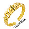 Vintage Stainless Steel Pleated Open Cuff Ring for Women, Titanium Tail Ring Subtle Design, Golden, Inner Diameter: 17mm