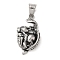 316L Stainless Steel Tibetan Style Rhinestone Pendants, Tiger, 38x22x7.5mm, Hole: 9x7mm