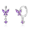 S925 Silver Butterfly Ear Cuffs with Multicolor Zirconia, Elegant Earrings