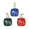 Brass Micro Pave Cubic Zirconia Pendants, with Glass, Square Charms, Rack Plating, Cadmium Free & Lead Free, Long-Lasting Plated, Real 18K Gold Plated, Mixed Color, 28x19x10.5mm, Hole: 4.5x3.5mm