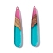 Transparent Resin & Walnut Wood Pendants, Teardrop Charms, Turquoise, 44x7.5x3.5mm, Hole: 1.5mm