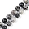 Natural Black Netstone Beads Strands, Faceted, Lantern, with Seed Beads, 10x9mm, Hole: 1.2mm, about 33~34pcs/strand, 15.51~16.10 inch(39.4~40.9cm)
