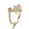 Adjustable Brass Micro Pave Cubic Zirconia Cuff Rings, Open Rings, Long-Lasting Plated, Star, Clear, Golden, Size 8, 18mm