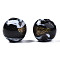 Handmade Gold Sand Lampwork Beads, Round, Black, 9~10x8~10mm, Hole: 1.6mm