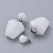 Faceted Natural White Jade Openable Perfume Bottle Pendants, Essential Oil Bottles, with 304 Stainless Steel Findings, Stainless Steel Color, 35.5~37.5x23x13.5mm, Hole: 1.8mm, Capacity: about 2ml(0.06 fl. oz)