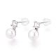 Серьги-гвоздики из натурального жемчуга из латуни PEAR-N020-08G-1