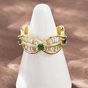Латунные микро проложить манжеты кольца кубического циркония RJEW-D326-02G