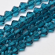 Подражать австрийский хрусталь двойной конус стеклянные бусы нити GLAA-F029-3x3mm-01