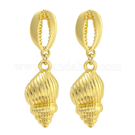 Серьги-гвоздики из латуни с покрытием из ракушек EJEW-I313-06G-1