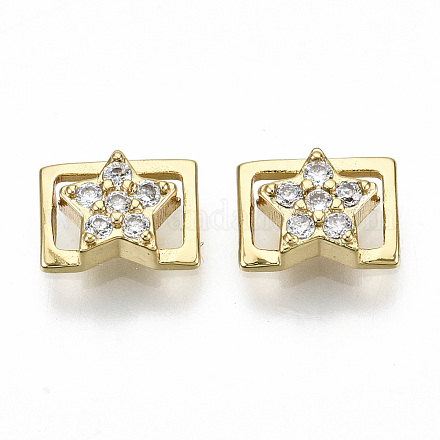 Латунные микро проложить четкие кубического циркония кабошоны KK-S061-55G-NR-1