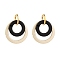 Golden Plated 304 Stainless Steel Huggie Hoop Earrings, with Spray Painted CCB Plastic and Acrylic Linking Rings, Gold, 31~44.5x3mm, Pin: 1mm