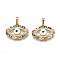 Brass Micro Pave Clear Cubic Zirconia Pendants, with Enamel and Brass Snap on Bails, Real 18K Gold Plated, Eye, Colorful, 15.5x21x3mm, Hole: 3x6mm, 5pcs/box