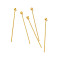 304 Stainless Steel Ball Head Pins, Real 18K Gold Plated, 25x0.5mm, Head: 2mm