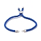 Cotton Cord Bracelet Making, with Brass Findings, Flat Round with Tree of Life, Blue, 8-5/8 inch(22cm), Hole: 2mm