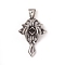 304 Stainless Steel Pendants, with Jet Rhinestone, Cross with Demon Wing, Antique Silver, 38x27x8.5mm, Hole: 8x5mm