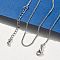 Brass Curb Chain Necklaces for Women, With 304 Stainless Steel Lobster Clasp, Rack Plating Lead Free & Cadmium Free, Long-Lasting Plated, Platinum, 17.76 inch(45.1cm)