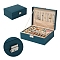 Rectangle PU Leather Jewerly Organizer Case with Clasps, for Earrings Necklaces Rings Storage, Teal, 17x23x8.5cm