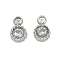 304 Stainless Steel Micro Pave Cubic Zirconia Pendants, Ion Plating(IP), Flat Round Charms, Stainless Steel Color, 5x3.5x1.5mm, Hole: 1.2mm