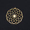 201 Stainless Steel Filigree Charms, polygon with Flower, Golden, 35.5x34.5x1mm, Hole: 1.6mm