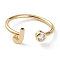 Brass Micro Pave Clear Cubic Zirconia Cuff Rings, Open Rings, Long-Lasting Plated, Real 18K Gold Plated, Letter.J, US Size 6, Inner Diameter: 17mm