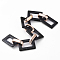 Imitation Gemstone Style Acrylic Handmade Rectangle Link Chains, with Rose Gold Plated CCB Plastic Linking Ring, Black, 39.37 inch(100cm), Link: 25.5x17.5x2.5mm and 18.5x11.5x4.5mm, 1m/strand