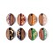Opaque Resin and Walnut Wood Pendants, Oval Charms, with Glitter Powder & Gold Foil, Mixed Color, 15~15.5x10x3~4mm, Hole: 1.8~2mm