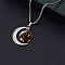 Alloy & Glass Luminous Moon Constellation Pendant Necklaces, Stainless Steel Box Chain Necklaces, Stainless Steel Color, Lion, 23.62 inch(60cm)