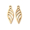 201 Stainless Steel Pendants, Laser Cut, Hollow, Leaf Charm, Golden, 20x6.5x1mm, Hole: 1.6mm