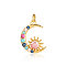 Brass Micro Pave Colorful Cubic Zirconia Pendants, Cadmium Free & Nickel Free & Lead Free, Moon Charms, Real 18K Gold Plated, 21x16x3.6mm
