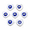 Natural Freshwater Shell Beads, with Enamel, Heart with Evil Eye, Medium Blue, 9~10x9.5~11x4mm, Hole: 0.8mm