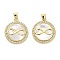 Brass Micro Pave Cubic Zirconia Pendants, Cadmium Free & Lead Free, with Shell, Infinite Symbol, Real 18K Gold Plated, 24.5x21x2.5mm, Hole: 4.5x3.5mm