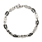 Two Tone 201 Stainless Steel Oval & Cross Link Chain Bracelet, 304 Stainless Steel Clasps, Black, 9 inch(22.9cm), Wide: 7mm