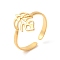 Ion Plating(IP) 304 Stainless Steel Cuff Rings, Monstera Leaf Open Finger Rings for Women Men, Real 18K Gold Plated, 2.5~14mm, Inner Diameter: US Size 7 1/4(17.6mm)