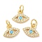 Eco-Friendly Brass Micro Pave Cubic Zirconia Charms, Lead Free & Cadmium Free, Eye, Golden, 8x11x2mm, Hole: 1mm