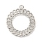 Alloy Pendants, Platinum Charms, Flat Round, 32x28x2mm, Hole: 2mm