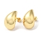 Rack Plating Brass Teardrop Stud Earrings, Real 18K Gold Plated, 18x11.5mm