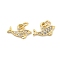 Brass Micro Pave Clear Cubic Zirconia Charms, Cadmium Free & Nickel Free & Lead Free, Dolphin, 6.5x11.5x2mm, Hole: 2.5mm