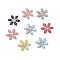Golden Tone Brass Cabochons, with Rhinestone and Enamel, Flower, Mixed Color, 17.5x15x3mm