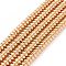 Electroplate Non-magnetic Synthetic Hematite Beads Strands, Grade AA, Long-Lasting Plated, Rondelle, Light Gold Plated, 4x2mm, Hole: 1mm, about 175pcs/strand, 15.7 inch(40cm)