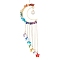 Glass Star & Natural Pearl Pendant Decoration, Hanging Suncatchers, with Moon Brass & Gemstone Chips and Cable Chains, Colorful, 230x44~45mm.