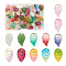 120Pcs 12 Style Glass Pendants, Leaf, Mixed Color, 17.5~18x10~11x2.9~3mm, hole: 1.2mm