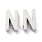 Tarnish Resistant 304 Stainless Steel Charms, Alphabet, Stainless Steel Color, Letter.N, 8x4.5x3mm, Hole: 1.8mm