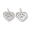 Brass Micro Pave Cubic Zirconia Pendants, Lead Free & Cadmium Free, Heart, Platinum, 11x11.5x2mm