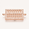 Brass Micro Pave Cubic Zirconia Links, Cadmium Free & Lead Free, Abacus, Clear, Rose Gold, 26x12.5x2mm, Hole: 1.5mm