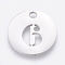 Non-Tarnish 304 Stainless Steel Pendants, Cut-Out, Hollow, Flat Round with Number, Stainless Steel Color, Num.6, 19x1.5mm, Hole: 2.5mm