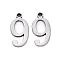 Tarnish Resistant 201 Stainless Steel Charms, Number, Laser Cut, Stainless Steel Color, Num.9, 15x8x1.5mm, Hole: 1.5mm